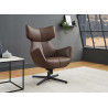 Fauteuil à oreilles pivotant simili cuir marron Jade