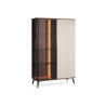 Vitrine moderne noyer et cachemire 161 cm à LED Vici