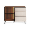 Commode moderne verre et bois noyer et cachemire à LED Vici