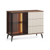 Commode moderne verre et bois noyer et cachemire à LED Vici