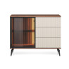 Commode moderne verre et bois noyer et cachemire à LED Vici