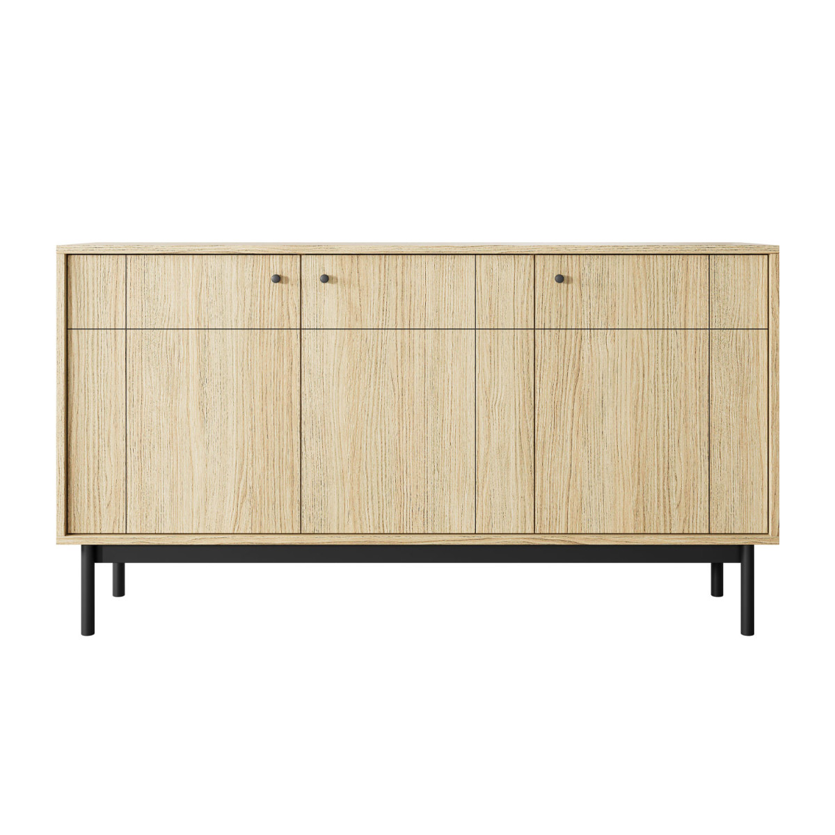 Meuble buffet moderne 3 portes chêne Japandi