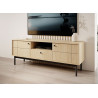 Meuble TV moderne avec rangement chêne Japandi