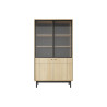 Vitrine moderne 2 portes en verre strié chêne Japandi