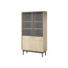 Vitrine moderne 2 portes en verre strié chêne Japandi