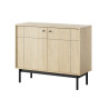 Commode moderne 2 portes chêne et noir Japandi