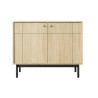 Commode moderne 2 portes chêne et noir Japandi