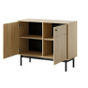 Commode moderne 2 portes chêne et noir Japandi