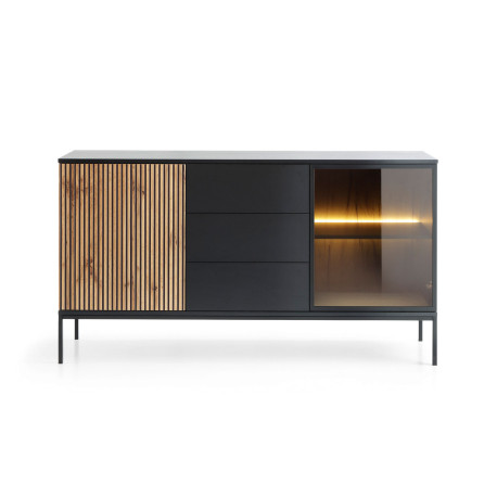 Meuble buffet 2 portes et 3 tiroirs à LED Sento