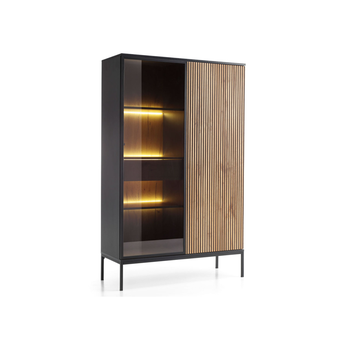 Meuble vitrine bois et verre à LED Sento