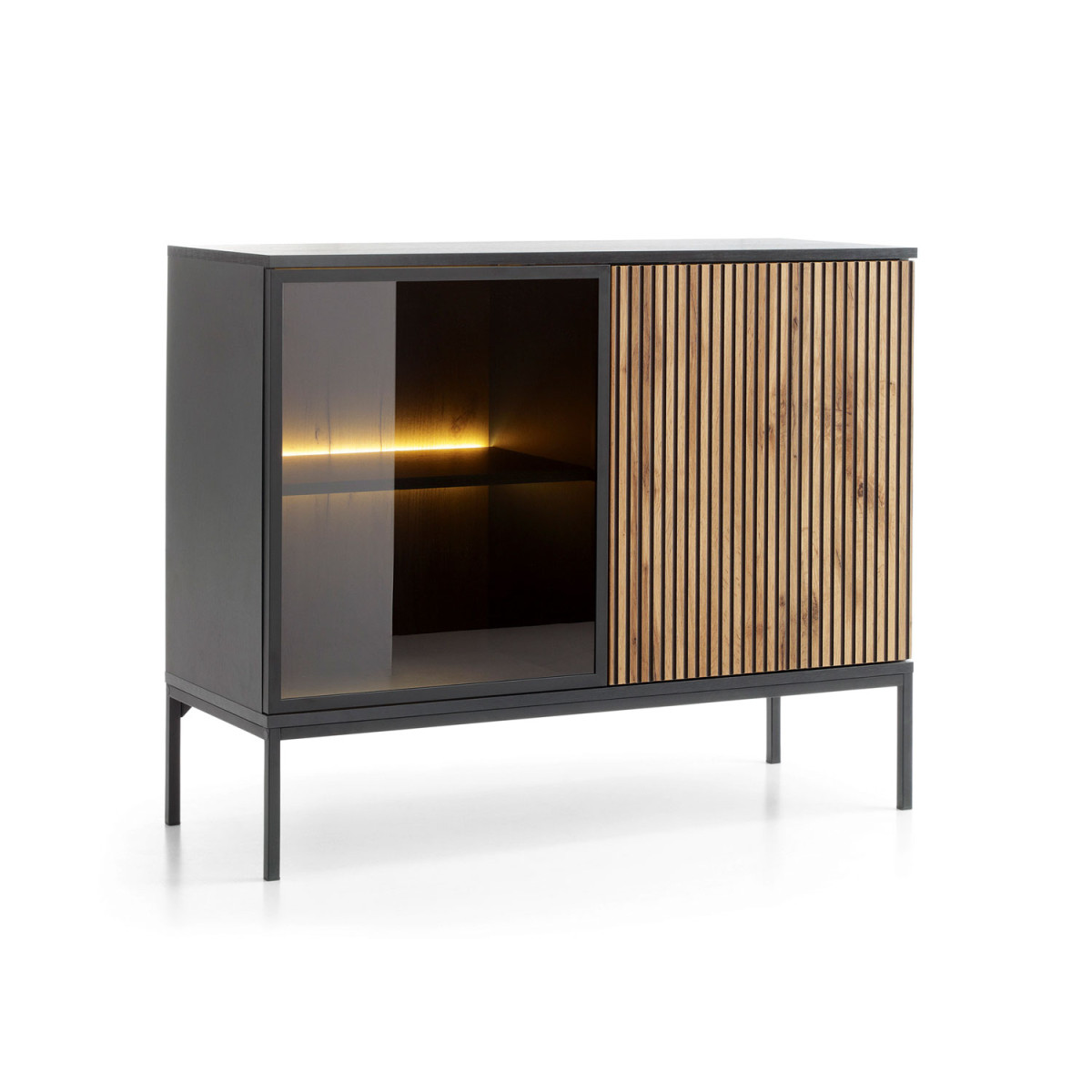 Commode bois et verre à LED Sento