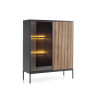 Meuble vitrine 2 portes verre et bois à LED Sento