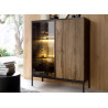 Meuble vitrine 2 portes verre et bois à LED Sento
