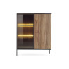 Meuble vitrine 2 portes verre et bois à LED Sento