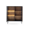 Meuble vitrine 2 portes verre et bois à LED Sento