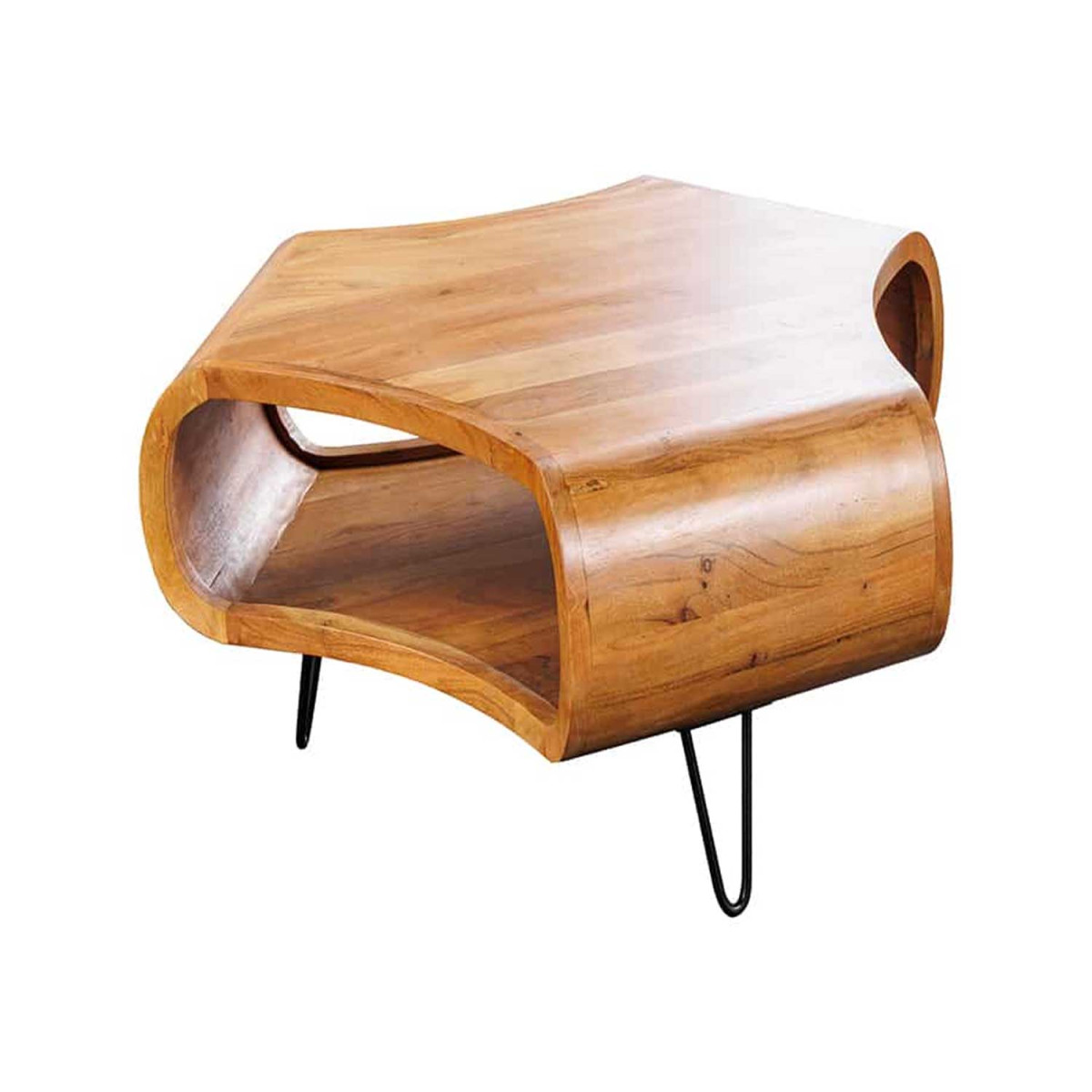 Table basse rétro en acacia finition miel Nivor