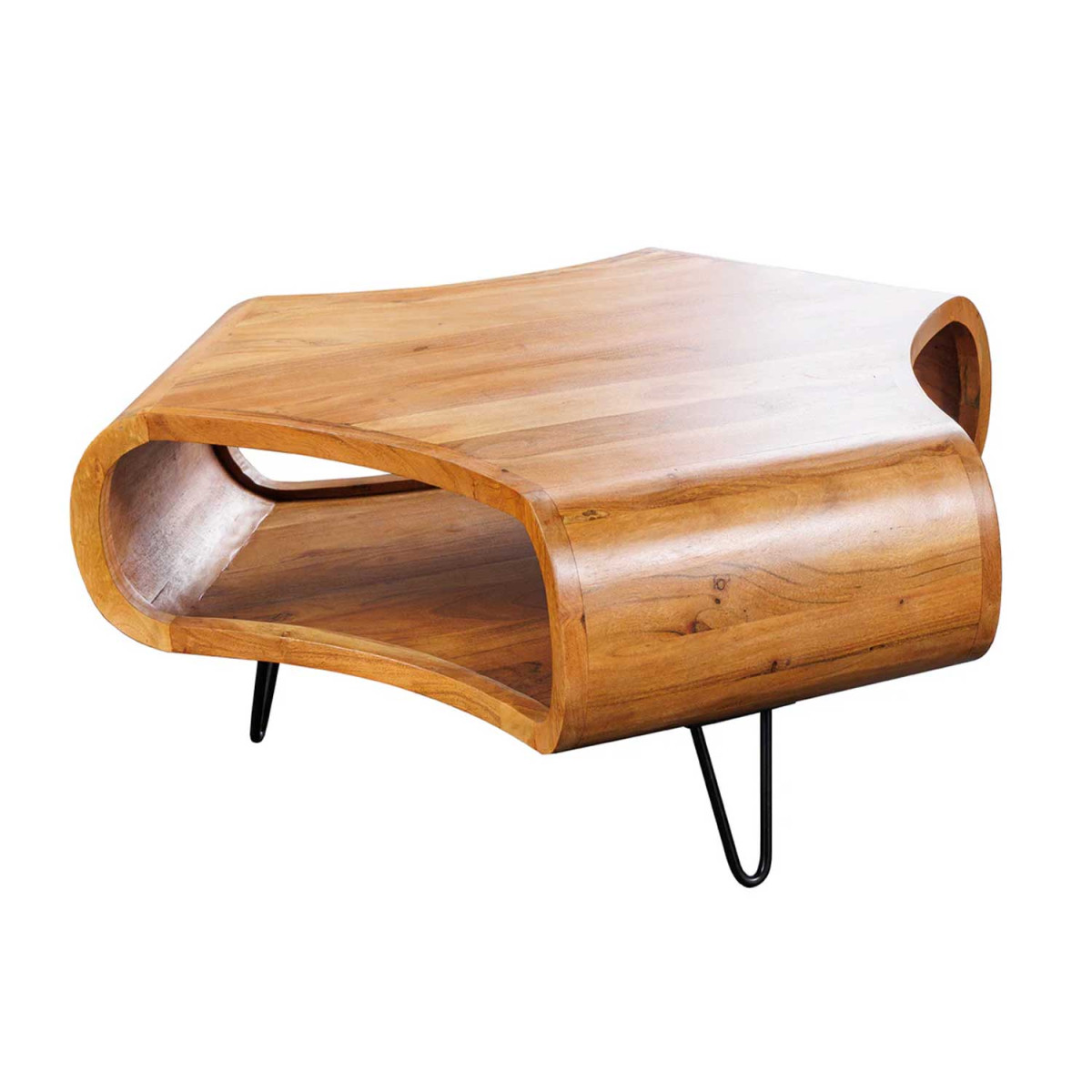 Table basse 90 cm en acacia finition miel Nivor