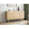 Meuble buffet chêne clair 3 portes et 3 tiroirs Helion