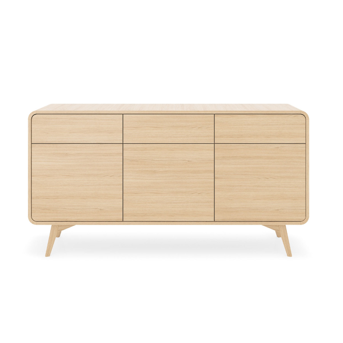 Meuble buffet chêne clair 3 portes et 3 tiroirs Helion