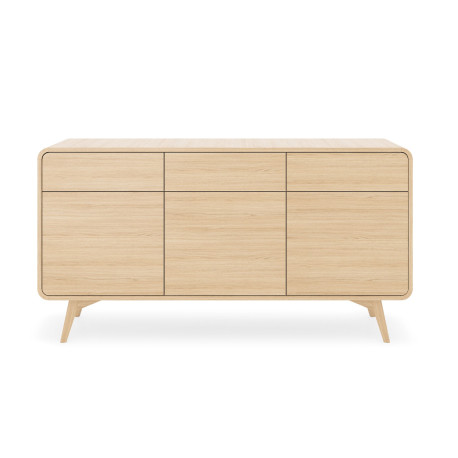 Meuble buffet chêne clair 3 portes et 3 tiroirs Helion