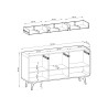 Meuble buffet chêne clair 3 portes et 3 tiroirs Helion