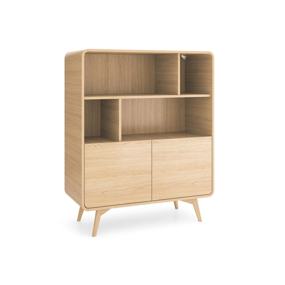 Bibliothèque chêne clair avec rangement Helion