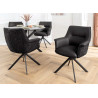 Lot de 2 chaises pivotantes en cuir et tissu noir Darek