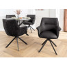 Lot de 2 chaises pivotantes en cuir et tissu noir Darek