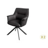Lot de 2 chaises pivotantes en cuir et tissu noir Darek
