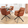 Lot de 2 chaises pivotantes en cuir et tissu marron Darek