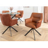 Lot de 2 chaises pivotantes en cuir et tissu marron Darek