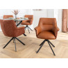 Lot de 2 chaises pivotantes en cuir et tissu marron Darek