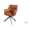 Lot de 2 chaises pivotantes en cuir et tissu marron Darek