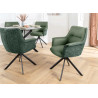 Lot de 2 fauteuils pivotants en cuir et tissu vert Darek