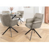 Lot de 2 fauteuils pivotants en cuir et tissu taupe Darek