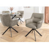 Lot de 2 fauteuils pivotants en cuir et tissu taupe Darek