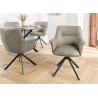 Lot de 2 fauteuils pivotants en cuir et tissu taupe Darek