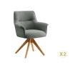Chaises pivotantes grises et bois massif Darek