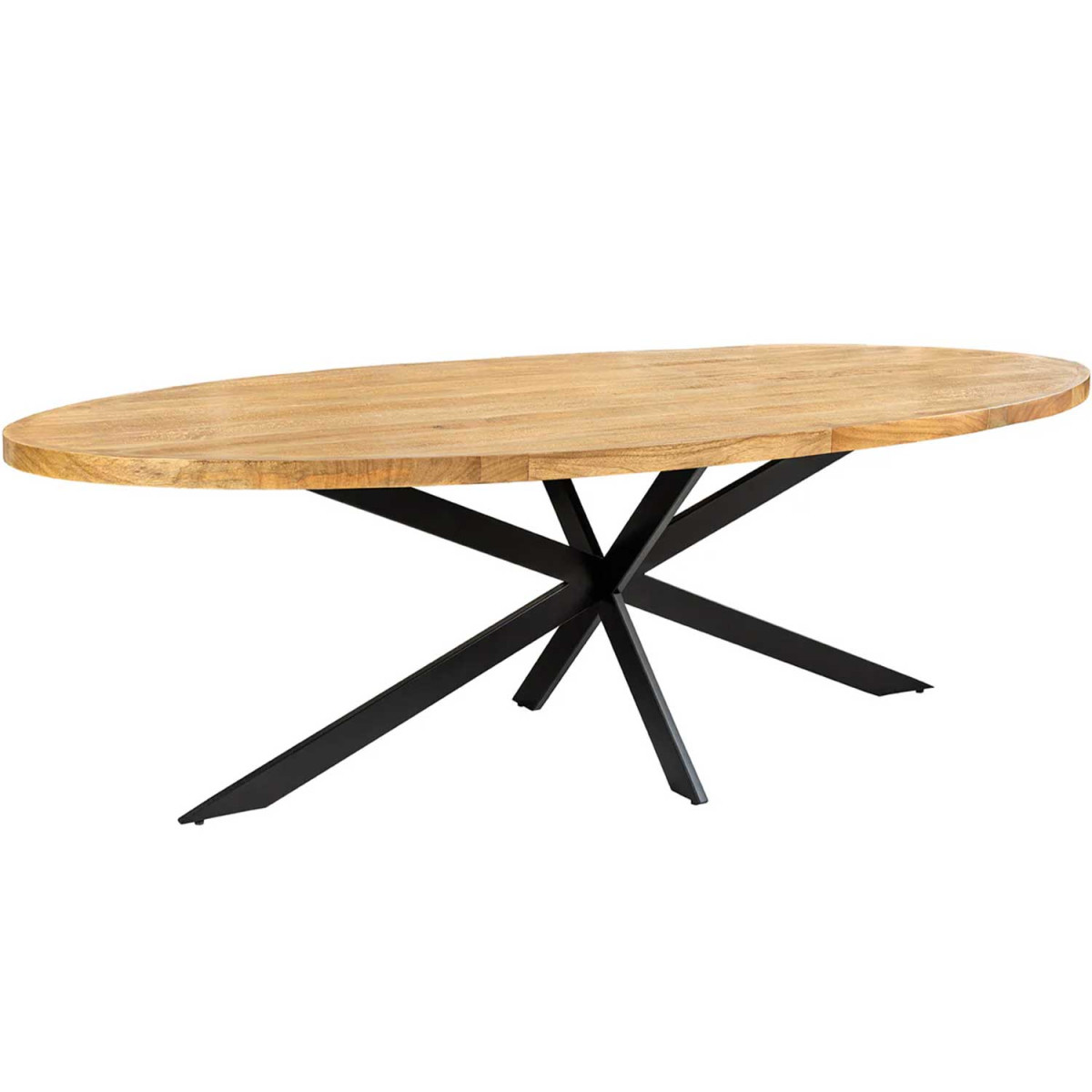 Table à manger ovale en manguier et métal noir Tilio