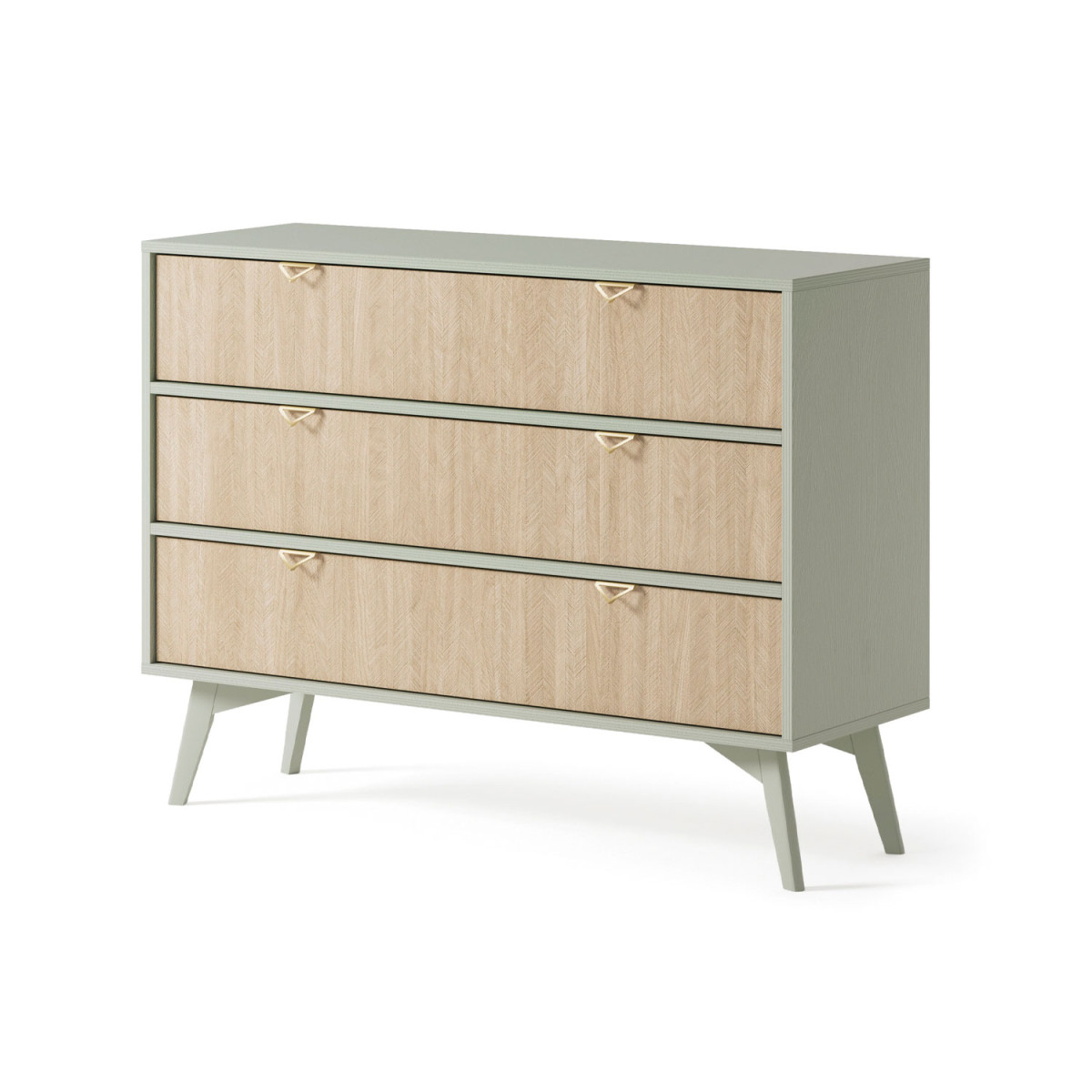Commode 3 tiroirs verte et bois clair Forest
