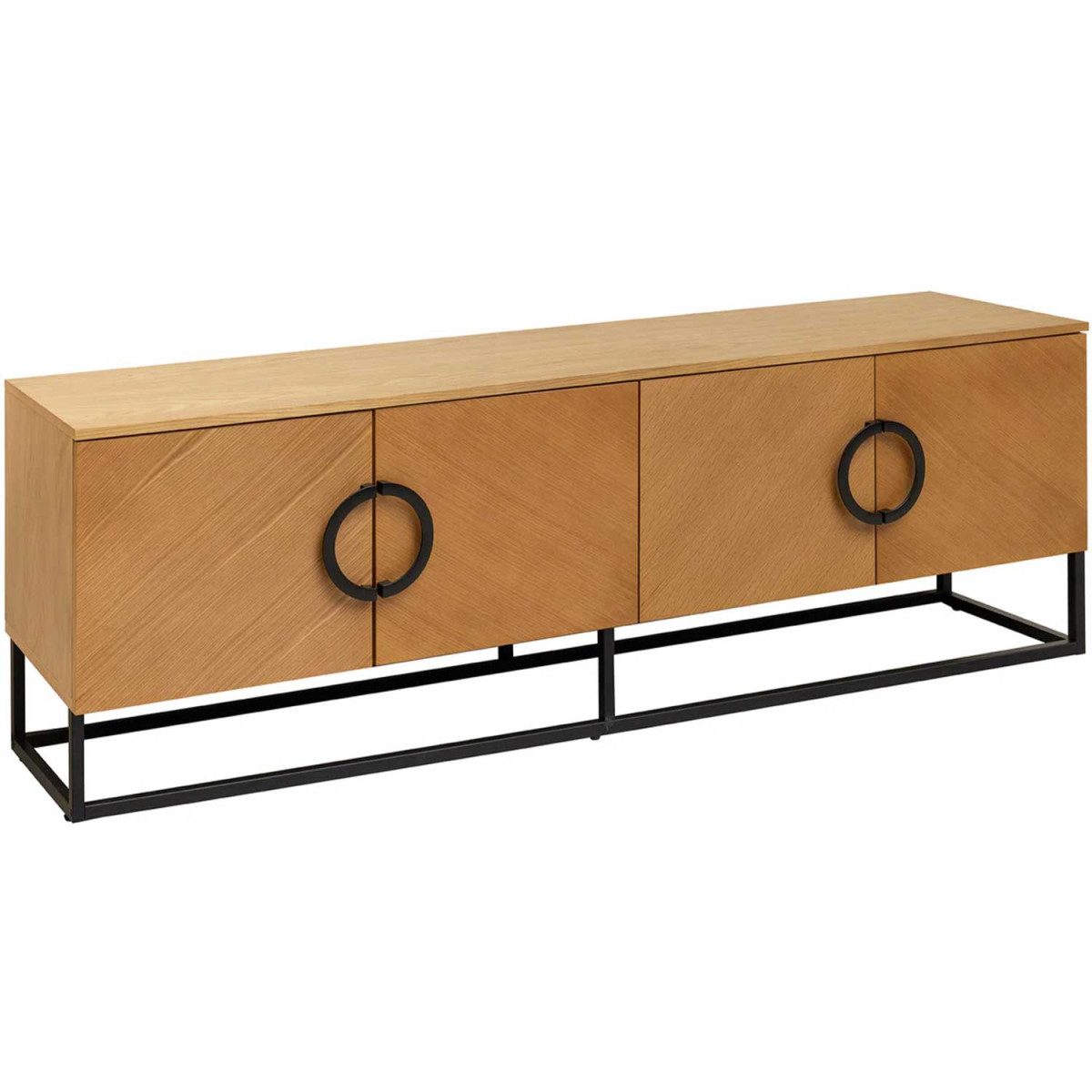 Meuble TV moderne 180 cm aspect chêne Irma