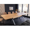 Table à manger extensible 180-300 cm aspect chêne et métal Armando