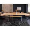 Table à manger extensible 180-300 cm aspect chêne et métal Armando
