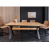 Table à manger extensible 180-300 cm aspect chêne et métal Armando