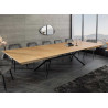 Table à manger extensible 200-320 cm aspect chêne et métal Armando