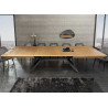 Table à manger extensible 200-320 cm aspect chêne et métal Armando