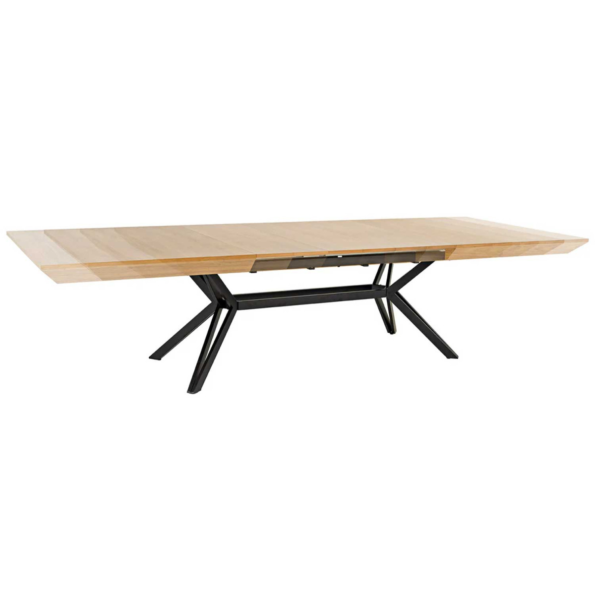 Table à manger extensible 200-320 cm aspect chêne et métal Armando