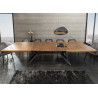 Table à manger extensible 200-320 cm aspect noyer et métal Armando