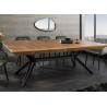 Table à manger extensible 200-320 cm aspect noyer et métal Armando