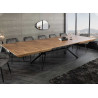 Table à manger extensible 200-320 cm aspect noyer et métal Armando